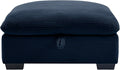 Corduroy Deep Seat Upholstered Couches Ottoman for Oversized Modular Sectional Sofa Storage Blue