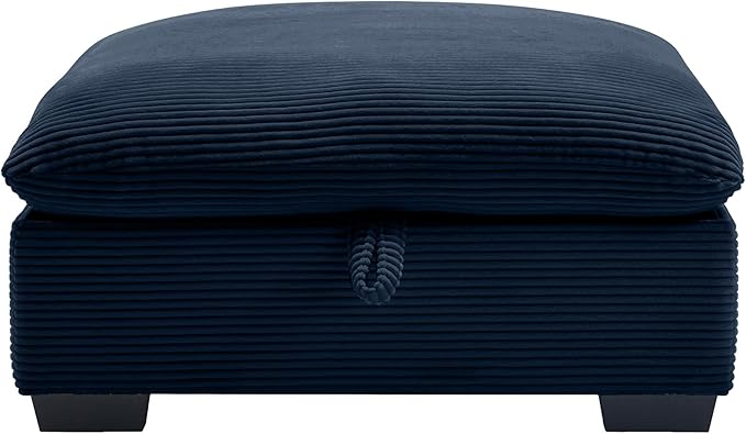 Corduroy Deep Seat Upholstered Couches Ottoman for Oversized Modular Sectional Sofa Storage Blue