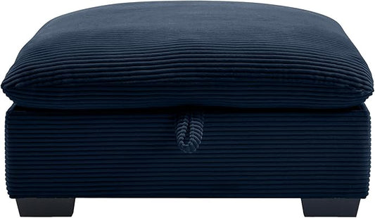 Corduroy Deep Seat Upholstered Couches Ottoman for Oversized Modular Sectional Sofa Storage Blue