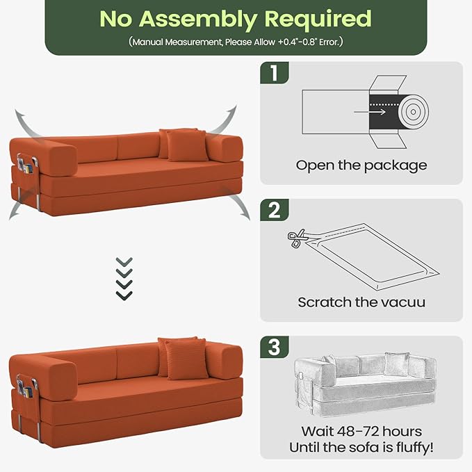 Multi-functional sofa bed crafted with compression technology and featuring corduroy fabric ideal for households with children and for apartment living rooms couch sleeper sofa futon folding floor |