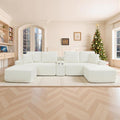 125 Oversized Modular Sectional Sofa Deep Seat Cloud L-Shaped Corduroy Couch with Cup Holders USB Ports &amp Storage Box Upholstered Sleeper Sofa for Living Room No Assembly Required (Beige)