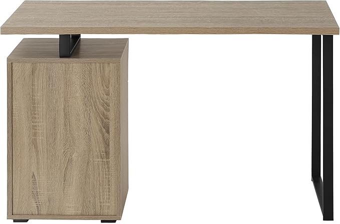 Penau Computer Desk for Home Office Modern Laptop Desk with Storage Drawers 48l Taupe Finish Black Metal Versatile Left/Right Setup
