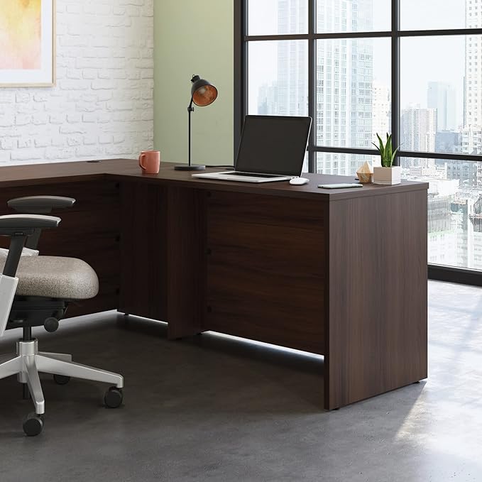 Sauder OfficeWorks Affirm 48x24 Desk Shell/cred/Return Noble Elm Finish