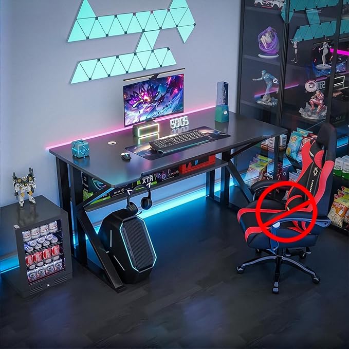 Ergonomic Gaming Desk Ultra Wide Curved Gaming and Office Table Modern Home Desk Gamer Computer Desk (Walnut 31.5″)