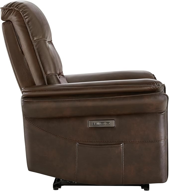 Power Recliner Chair with Adjustable Headrest and Footrest Dual Motor Leather Reclining Chair with USB/Type-C Charging Zero Gravity Modern Electric Recliner for Adults Living Room Bedroom