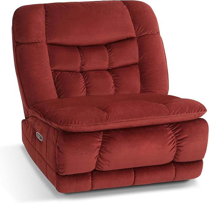 MCombo Dual Motor Oversized Power Recliner Chair 38.2'' Large Wide Seat Rocker Recliner with LED Lighting USB Ports Perfect for Living Room Office and Home Theater Fabric PR607 (Burgundy)
