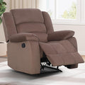 Manual Recliner Chair with Overstuffed Arm and Extra-Padded Back Breathable Fabric Reclining Chair for Adults Single Sofa for Living Room Bedroom (Brown)