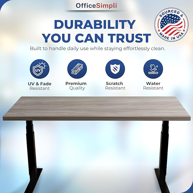 OfficeSimpli 60 x 30 Inch Desk Top Made in USA Replacement Table Top for Sit-to-Stand Adjustable Desk Frame Countertop Workbench for Home and Office (Desk Top only) - Iconic Maple Long Grain
