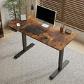 Electric Standing Desk Height Adjustable 48 Rustic Brown - Home Office Gaming Computer Table Solid Steel Frame 176 lb Capacity USB-C Fast Charge 4 Presets Quiet &lt45dB Low-VOC