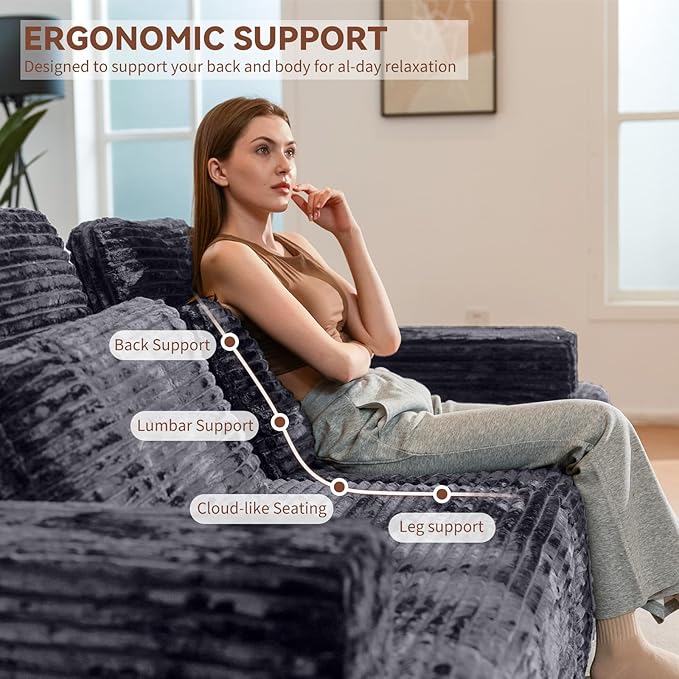 113'' Modular Sectional Boneless Sofa Oversized Chaise Lounge with Deep Seats Modular Cloud Sleeper Sofa No Assembly Required | Boneless Sofa