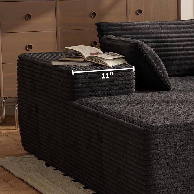 AreShark 105.5 Modular Sectional Sofa L-Shape Modular Cloud Sofa with Deep Seat for Living Room Bedroom Upholstered Couches No Assembly Required Black Left Hand Facing