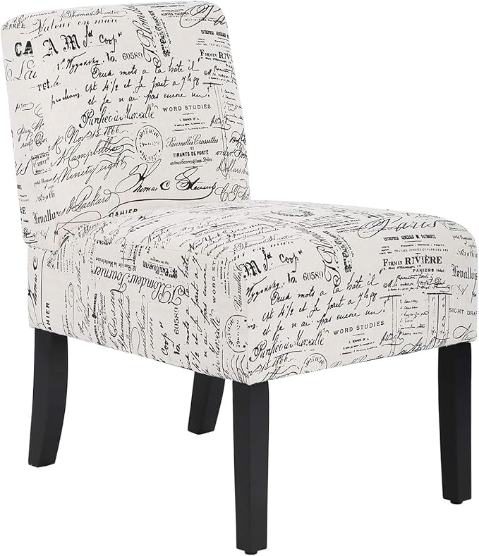 PayLessHere Modern Living Room Chairs - Armless Fabric Accent &amp Side Chairs with Solid Wood Legs White