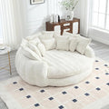 81 Oversized Round Sofa Bed Large Chenille Bean Bag Chair No Assembly Required Cloud Couch Fluffy Plush Chaise Lounge Chair Indoor Modern Sleeper Sofa with Deep Seat for Living Room (Beige)