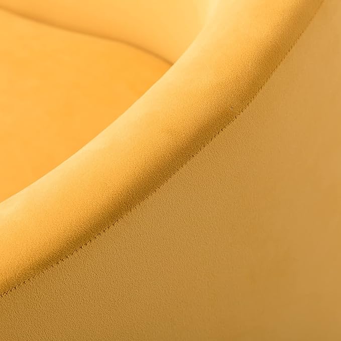 HULALA HOME Swivel Accent Chair with Gold Metal Base Contemporary Velvet Curved Swivel Barrel Chair Upholstered Club Armchair Leisure Single Sofa for Living Room Nursery Bedroom(Mustard)