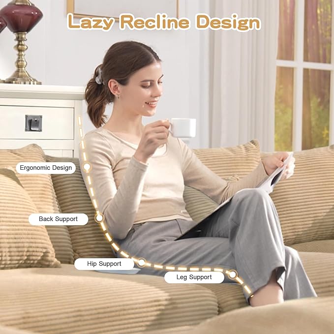 168.4 Oversized Modular Sectional Sofa Corduroy Large Sectional Couches for Living Room 4 Seater Couches with 2 Movable Ottomans Modern Deep Seat Sofa Set U Shaped Camel