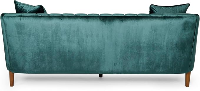 Merax Modern Sofa Set Couch with Matching Accent Pillows Channel Stitching Button-Tufted Diamond Pattern Sloped Arms Plush Upholstered Design Teal
