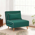 3-in-1 Convertible Sleeper Chair Futon Sofa Bed with Pillow &amp Adjustable Backrest Recliner Sleeper Sofa for Small Spaces Living Room Bedroom or Office Green