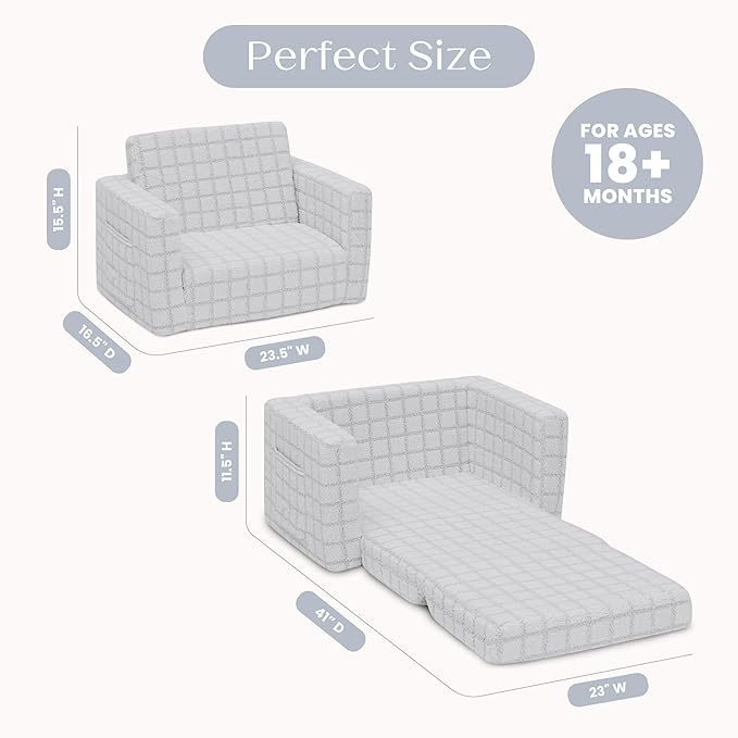 Delta Children Checkered Cozee Flip-Out Chair Grey