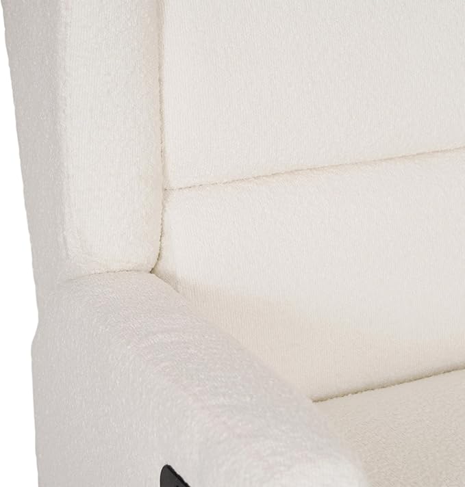 Flash Furniture Omma Swivel Glider Rocking Recliner Manual Wingback Recliner with 360 Degree Swivel for Living Room Bedroom or Nursery Upholstered Off-White Boucle