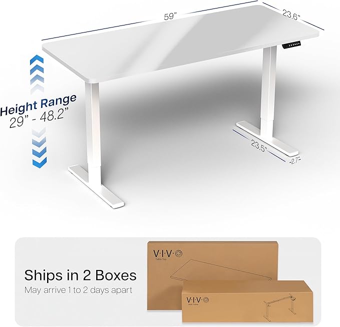 VIVO Electric Dry Erase 60 x 24 in Standing Desk Memory Height Adjustment 1B Series Holds 220 lbs Whiteboard Top White Frame DESK-KIT-1W6WE