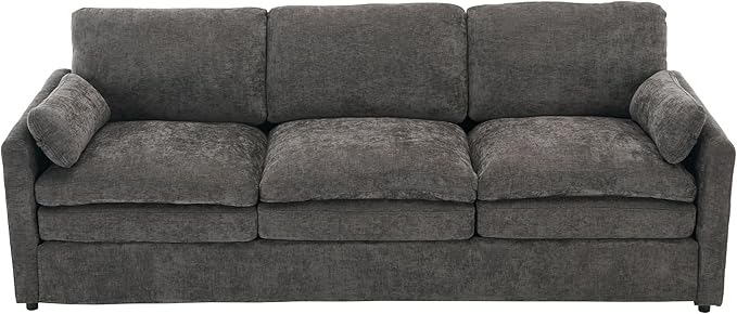 89 Oversized Cozy Upholstered 3-Seater Sofa Comfy Cloud Sofa with Detachable Lumbar Pillow Chenille Fabric Cloud Sofa Double Cushion Couch for Living Room (Grey-3c)