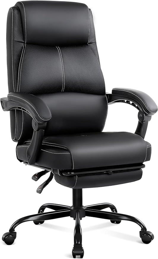 Misolant Big and Tall Office Chair with Footrest High Back Desk Chair with Linkage Armrest 90-155° Recline Executive Computer Chairs with Adjustable Height for Home