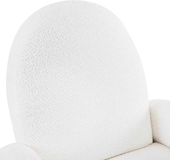 Christopher Knight Home Sidney Boucle Fabric Upholstered 360° Swivel Chair Push-Back Recliner Solid Wood Glider Recliner with Rotation Living Room Lounge Chair Adjustable Backrest Milky White