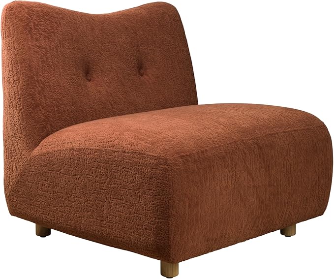 Art Leon Modern Accent Chair - Fabric Modular Single Sofa Chair Armless Chair with Wooden Legs for Bedroom Living Room Brown
