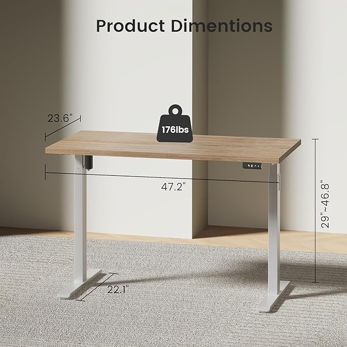Electric Standing Desk with Storage Cabinet Adjustable Height Executive Desk with Credenza Home Office Workstation with A Engineered Wood 1.18 Solid Desktop White Walnut
