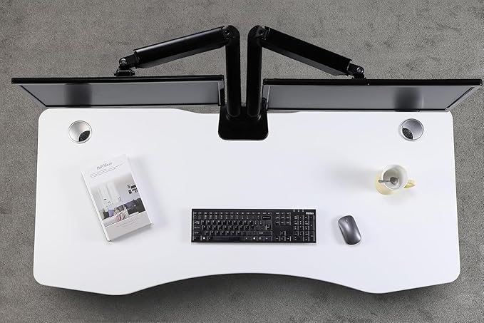 ApexDesk K Series 71 Height Adjustable Standing Desk with Memory Controller with Dual Motor for Home and Office White Curved Top