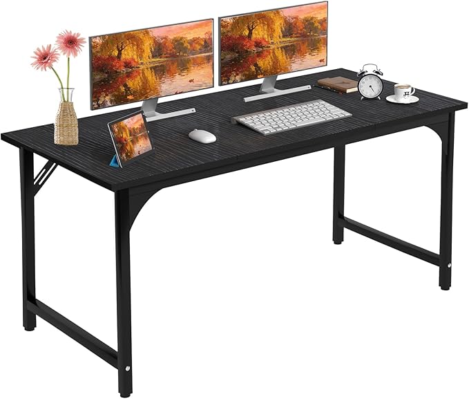 AZN 55 X 24 inch Computer Desk w/Deeper &amp Thicker Desktop Office Desk w/Sturdy Metal Frame Modern Simple Desk w/Large Legroom Study Gaming Writing Work Desk for Home Office Bedroom