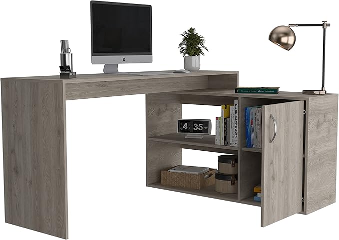 L-Shaped Desk Office Light Gray
