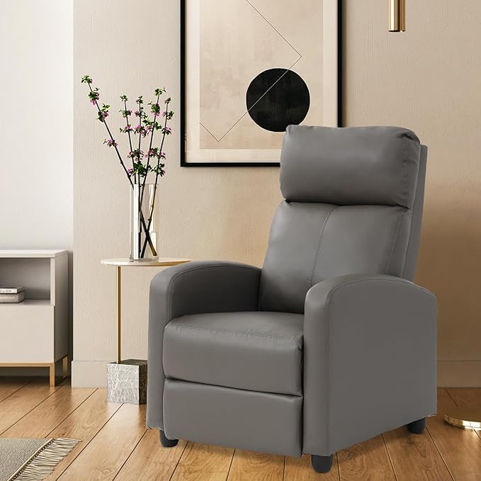 Recliner Chair for Living Room Recliner Sofa Wingback Chair Single Sofa Accent Chair Arm Chair Home Theater Seating Modern Reclining Easy LoungeGrey