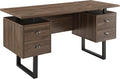 MODERION Computer Desk for Home Office with 4 Large Drawers Rustic Wood Writing Study Table with Metal Frame 59” x 21.7” x 29.5” Easy Assembly Brown CTSZ20401WA