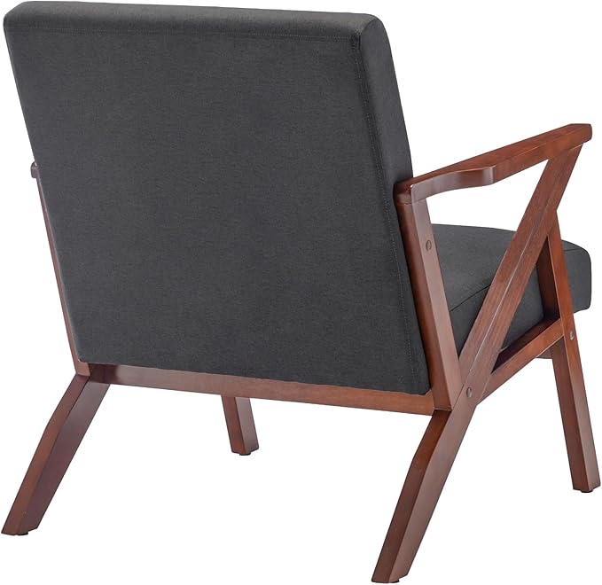 Convenience Concepts Take a Seat Cliff Accent Armchair Mid-Century Modern Lounge Chair for Living Room Bedroom 28.5 Dark Gray Fabric/Espresso