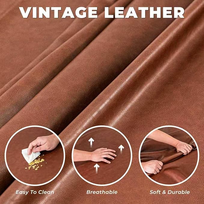 90 Inch Mid Century Modern Brown Leather Sofa Vintage Luxury 4-Seater Large Waxed Leather Sectional Couch with Solid Wood Exterior and Hand-Tufted for Living Room and Office