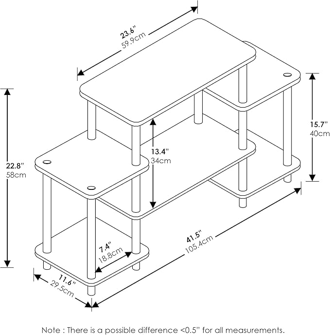 Furinno Turn-N-Tube No Tools Entertainment Center Round Square corner Dark Walnut11257DWN