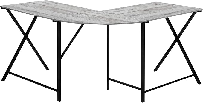 Monarch Specialties I 7196 Computer Desk Home Office Corner 55 L L Shape Work Laptop Metal Laminate Grey Black Contemporary Modern
