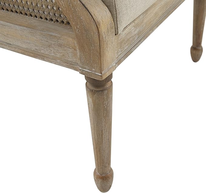 Martha Stewart Isla Accent Chairs for Living Room with Solid Wood Frame Cane Webbed Swoop Track Arms Turned Legs Farmhouse Coastal Cottage Deep Seating Lounge - Reclaimed Wood Natural