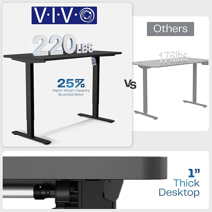 VIVO Electric 48 x 30 in Rustic Standing Desk Memory Height Adjustment 1B Series Holds 220 lbs One-Piece Vintage Brown Top Gray Frame DESK-KIT-1G5N