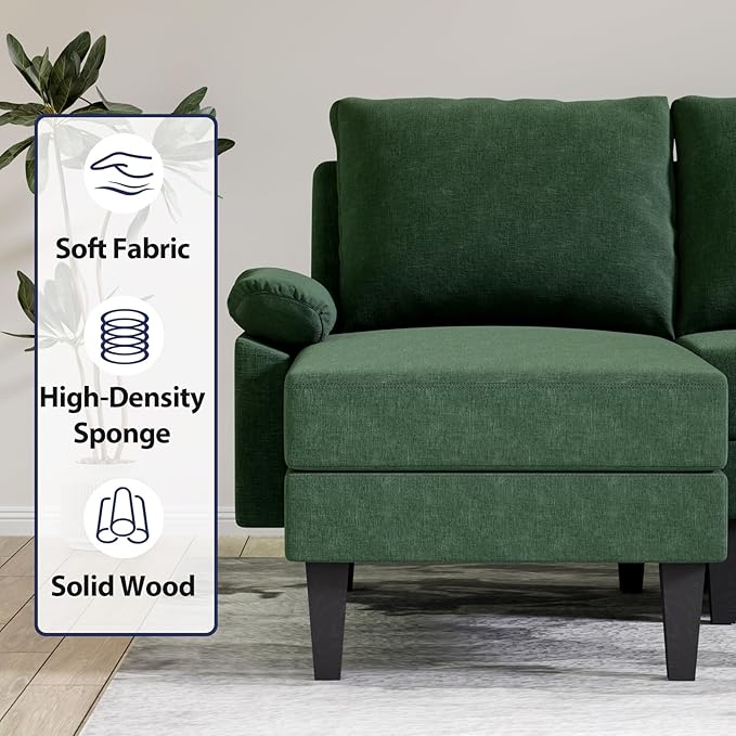 FONTOI U Shaped Sectional Couch Convertible Modular Sectional Sofa with Chaise &amp Ottomans Modern 6 Seat U Shaped Couches for Living Room Apartment Green