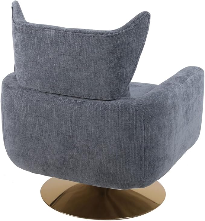 Swivel Accent Chairs for Living Room Mid Century Modern Accent Chair with Arms Comfy Side Chairs for Living Room with Gold Base &amp Lumbar Pillow Upholstered Armchair with Wingback (Dusty Blue)