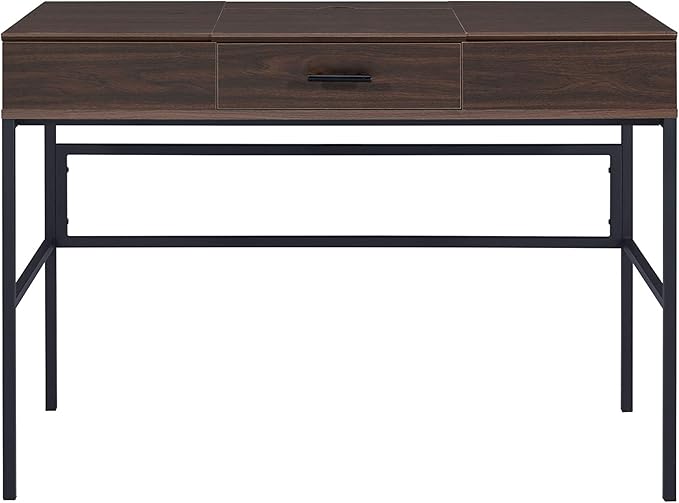 Oak &amp Black Writing Desk with USB Port - Modern Home Office Computer Desk
