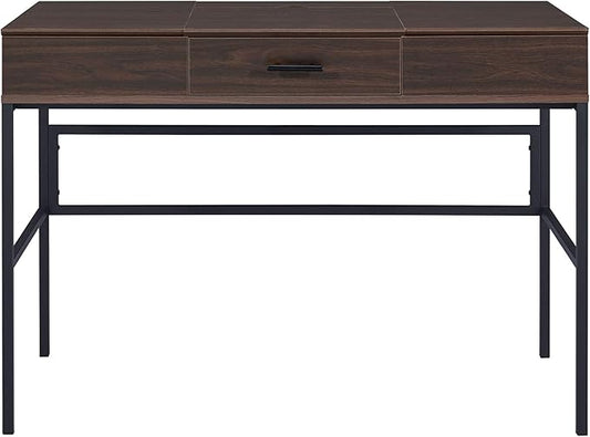 Oak &amp Black Writing Desk with USB Port - Modern Home Office Computer Desk