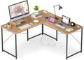 Giantex L Shaped Computer Desk 59 Inch Reversible Corner Desk with Power Outlet and USB Ports &amp Monitor Stand Wooden Writing Desk Gaming Table for Home Office Room Small Space (Natural)