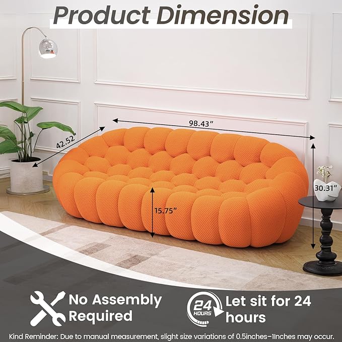WJShome 79.5 Comfy Small Loveseat Sofa and 42.5 Foot Rest Ottomans Chair for Small Spaces Modern Sponge Floor Lazy Sofas Couch for Bedroom Living Room No Assembly Deep Seat Couches Orange