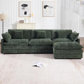 105 Modular Sectional Sofa Large L Shaped Sectionals Cloud Couch Big Comfy 3-Seat Couch with Ottoman 4 Seater Chenille Sectional Sofa with Deep Seat and 5 Pillows for Living Room- Green