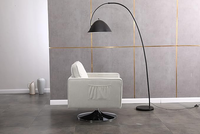 Generic Modern Linen Swivel Accent Chair Comfy Armchair with 360 Degree Swiveling for Living Room Bedroom Reading Room Home OfficeBeige