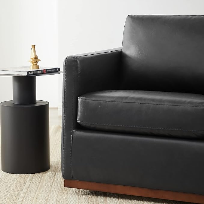 CHITA Swivel Accent Chair Faux Leather FSC Certified Mid Century Modern Arm Chair for Living Room and Bedroom Fully Assembled Black