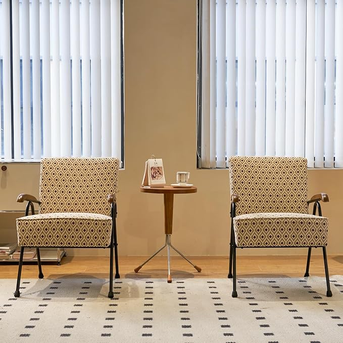 Pattern Colorful Fabric Armchair Modern Accent Chair High Back Living Room Chairs with Metal Legs and Soft Padded Sofa Chairs for Home OfficeBedroomDining Room